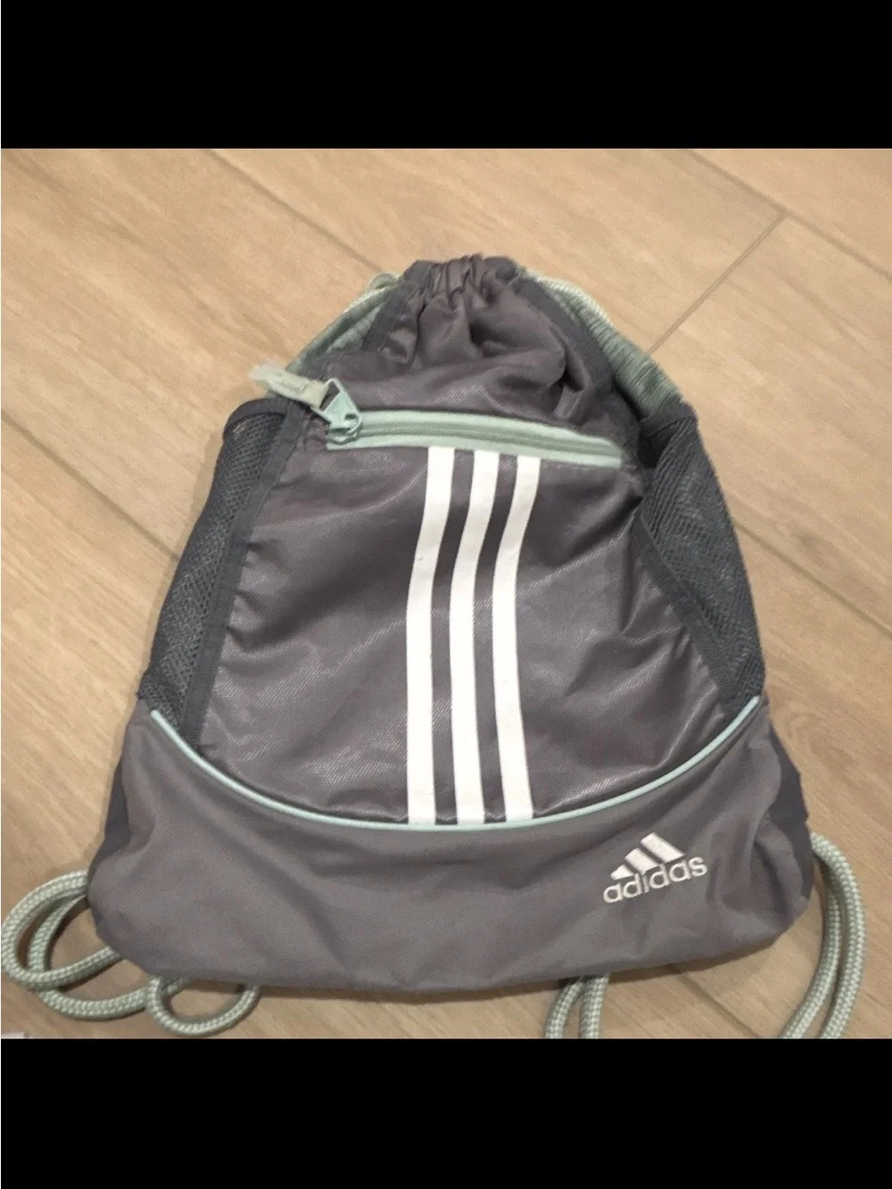 adidas Gray and White Drawstring Belt Bag